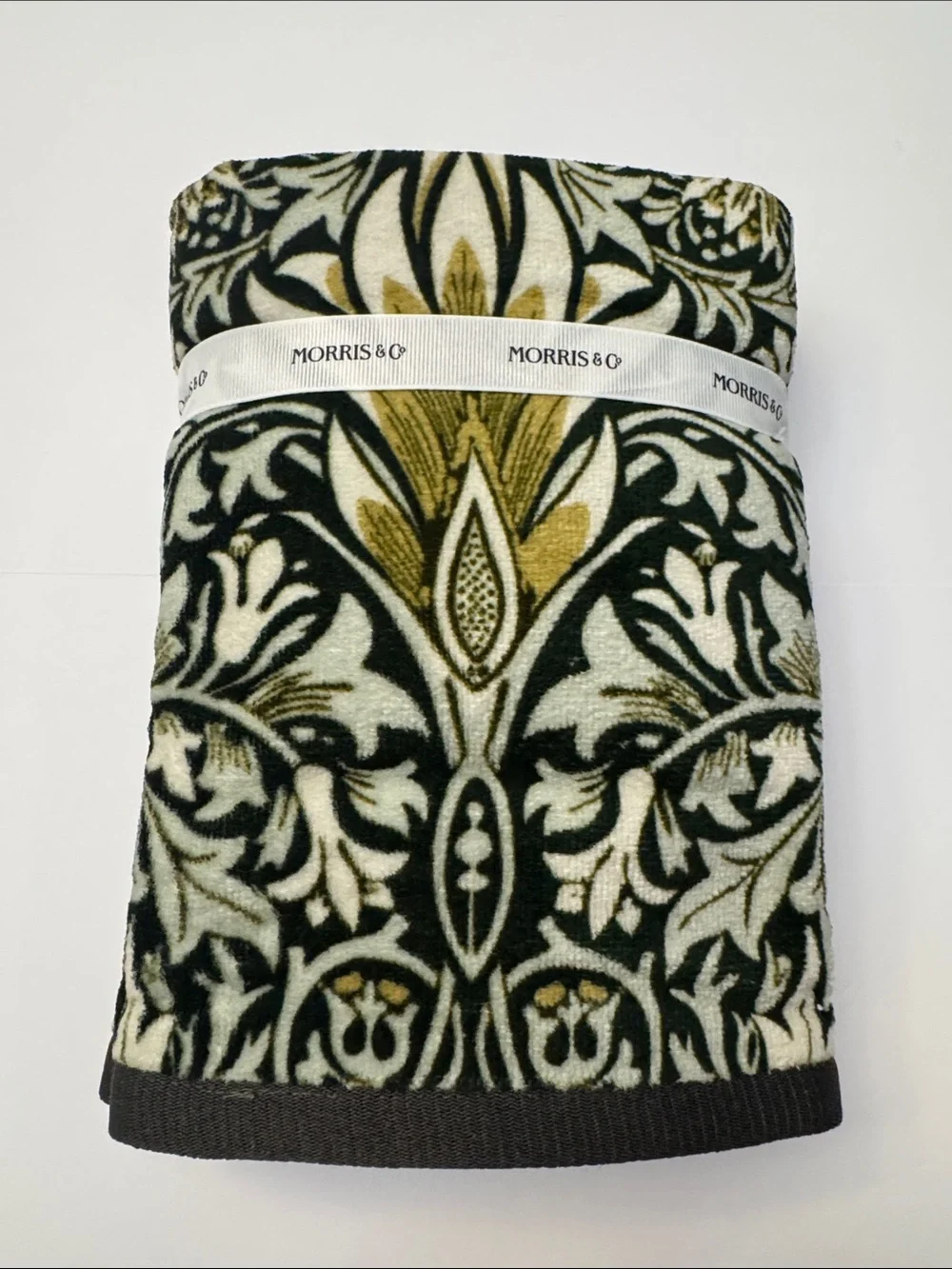 2pc MORRIS & CO 100% Cotton Velour Hand Bath Towel Set - Green/Tan